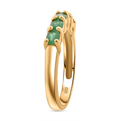 Premium Kagem Zambian Emerald 0.80 ctw 5 Stone Ring in 18K Vermeil Yellow Gold Over Sterling Silver (Size 10.0)