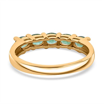 Premium Kagem Zambian Emerald 0.80 ctw 5 Stone Ring in 18K Vermeil Yellow Gold Over Sterling Silver (Size 10.0)