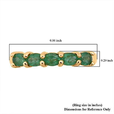Premium Kagem Zambian Emerald 0.80 ctw 5 Stone Ring in 18K Vermeil Yellow Gold Over Sterling Silver (Size 10.0)