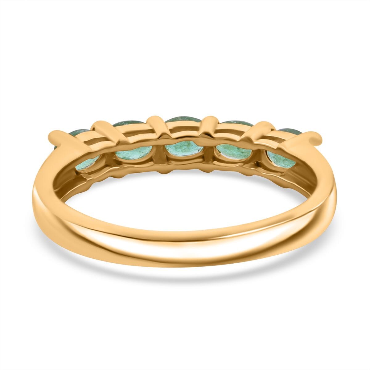 Premium Kagem Zambian Emerald 0.80 ctw 5 Stone Ring in 18K Vermeil Yellow Gold Over Sterling Silver (Size 6.0) image number 4