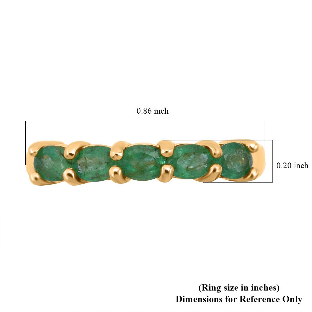 Premium Kagem Zambian Emerald 0.80 ctw 5 Stone Ring in 18K Vermeil Yellow Gold Over Sterling Silver (Size 6.0) image number 5