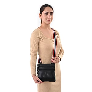 Tamsy Black Genuine Leather Crossbody Bag