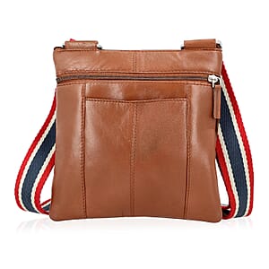 Tamsy Tan Genuine Leather Crossbody Bag