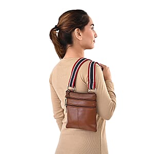 Tamsy Tan Genuine Leather Crossbody Bag