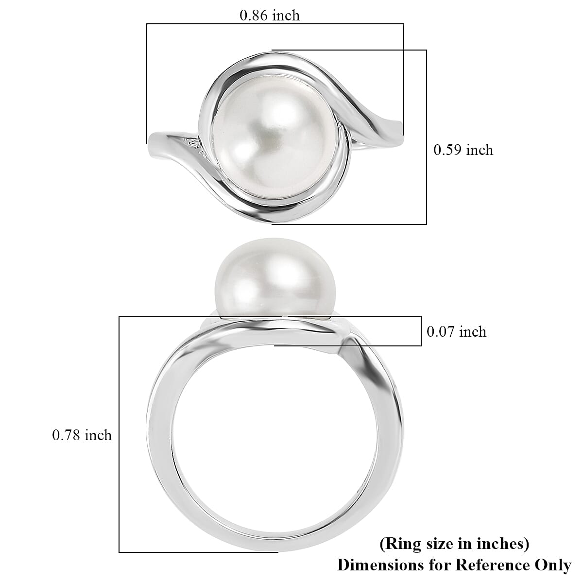EverTrue Freshwater Pearl Swirl Solitaire Ring in Stainless Steel (Size 9.0) image number 5