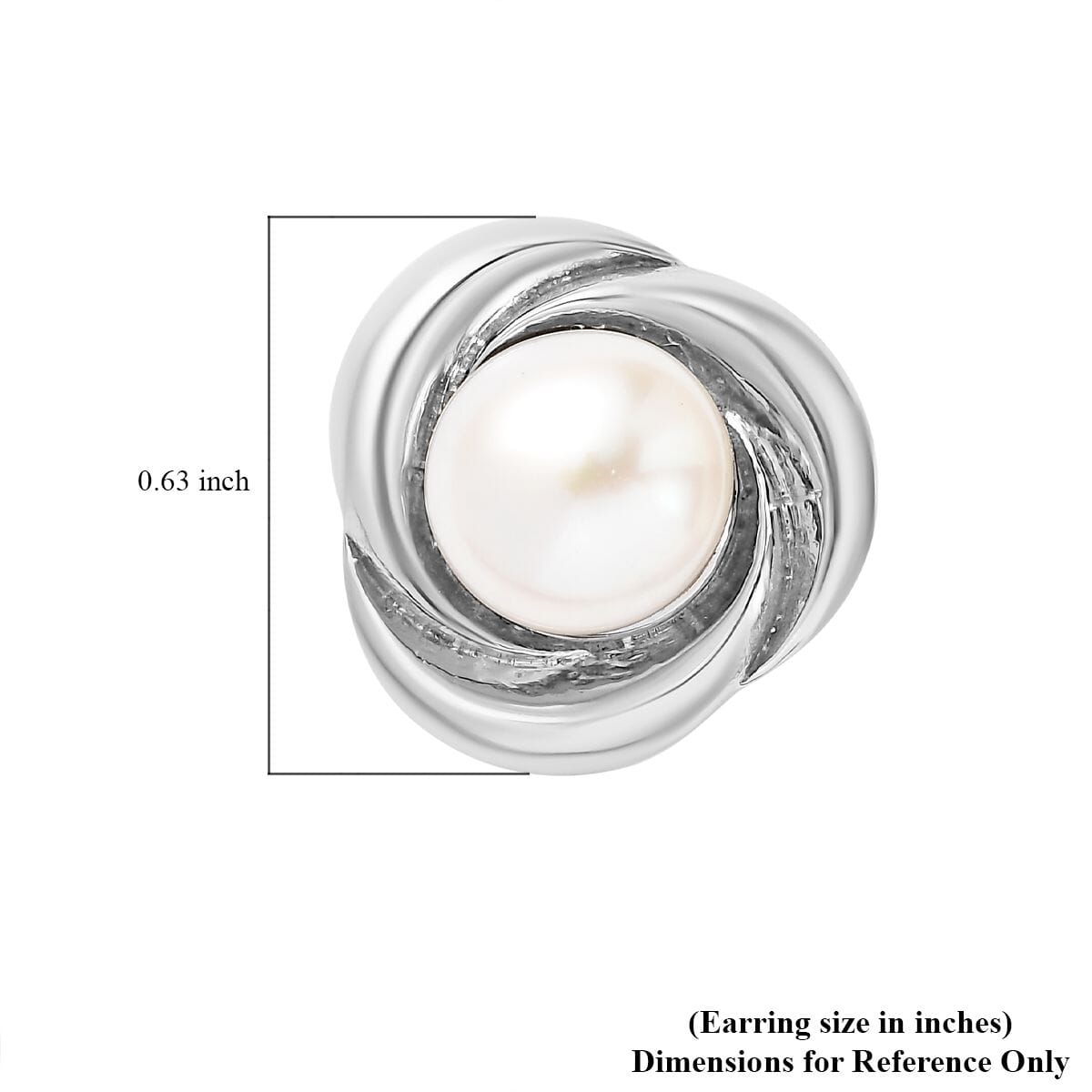 Freshwater Pearl Knot Stud Earrings in Stainless Steel image number 5