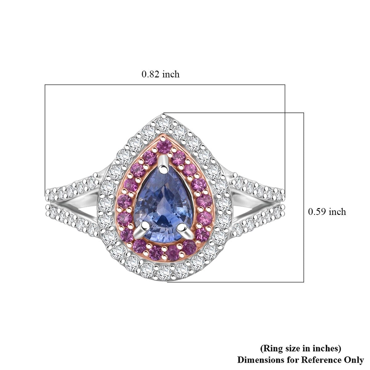 D'Joy Premium Ceylon Blue Sapphire and Multi Gemstone 1.40 ctw Celestial Dewdrop Ring in Rhodium Over Sterling Silver (Size 10.0) image number 5