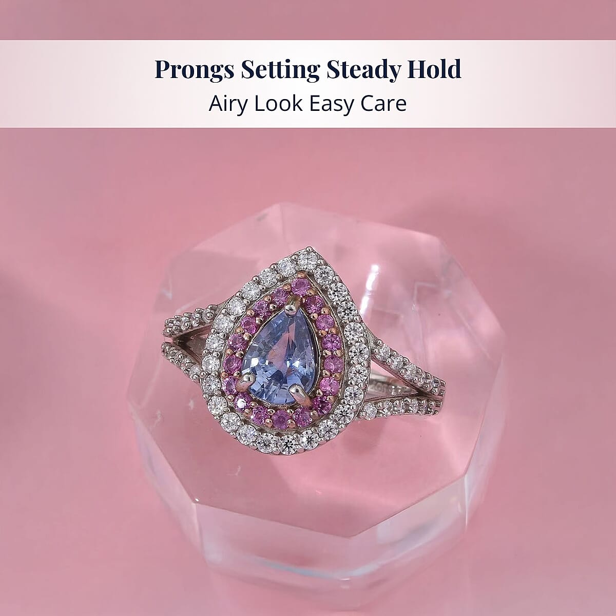 Premium Ceylon Blue Sapphire, Multi Gemstone Celestial Dewdrop Ring in Rhodium Over Sterling Silver (Size 11.0) 1.40 ctw image number 3