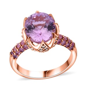 D'Joy Martha Rocha Kunzite and Multi Gemstone 7.85 ctw Lavender Bloom Ring in Vermeil Rose Gold Over Sterling Silver (Size 10.0)