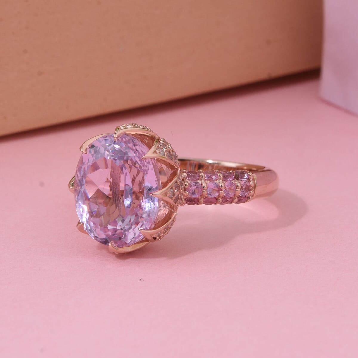 D'Joy Martha Rocha Kunzite and Multi Gemstone 7.85 ctw Lavender Bloom Ring in Vermeil Rose Gold Over Sterling Silver (Size 10.0) image number 1
