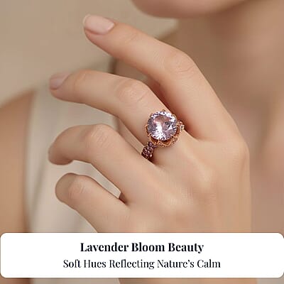 D'Joy Martha Rocha Kunzite and Multi Gemstone 7.85 ctw Lavender Bloom Ring in Vermeil Rose Gold Over Sterling Silver (Size 10.0)