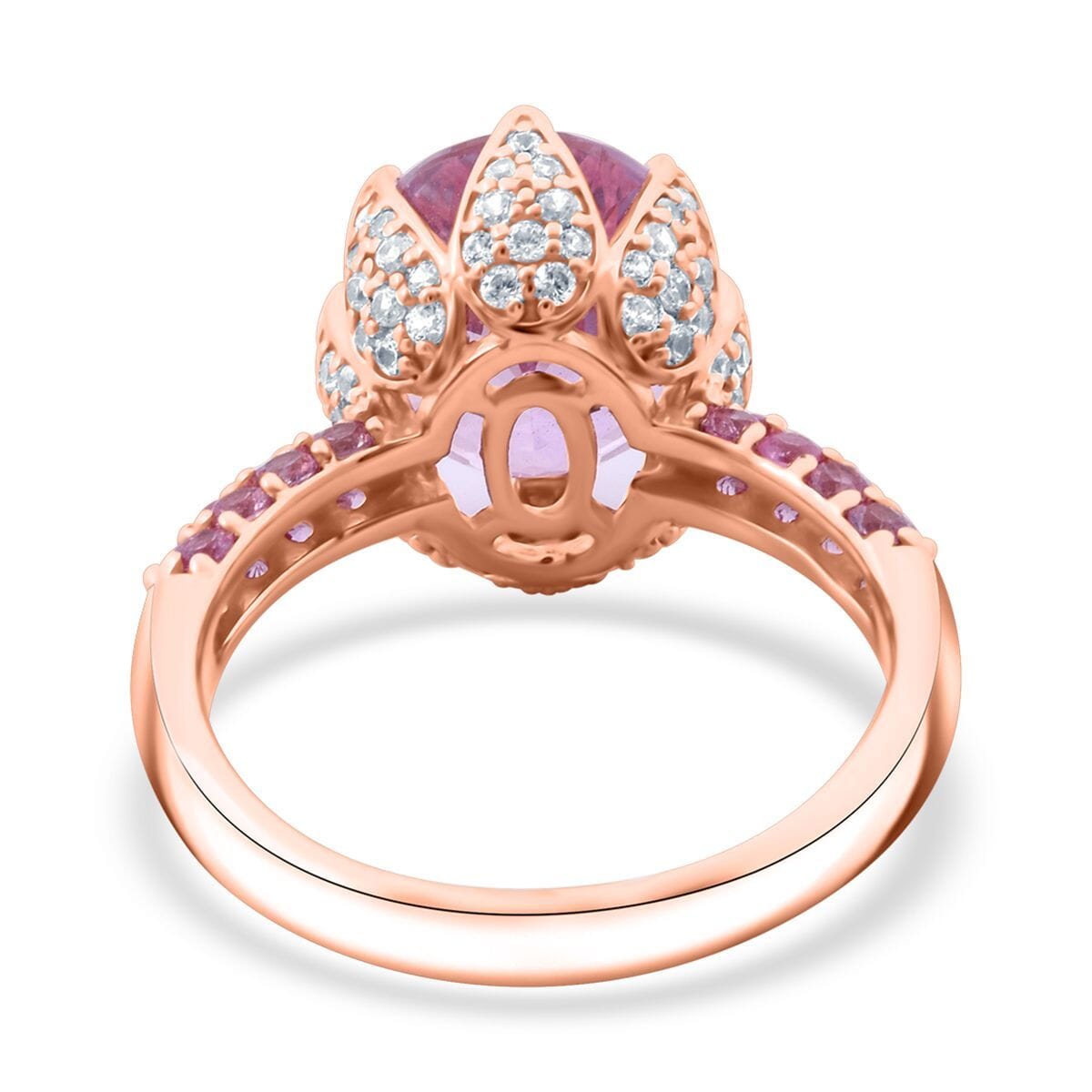 D'Joy Martha Rocha Kunzite and Multi Gemstone 7.85 ctw Lavender Bloom Ring in Vermeil Rose Gold Over Sterling Silver (Size 10.0) image number 4