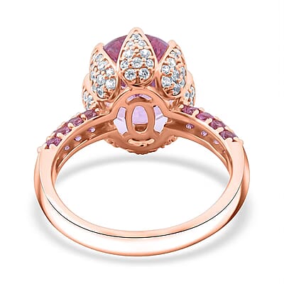 D'Joy Martha Rocha Kunzite and Multi Gemstone 7.85 ctw Lavender Bloom Ring in Vermeil Rose Gold Over Sterling Silver (Size 10.0)