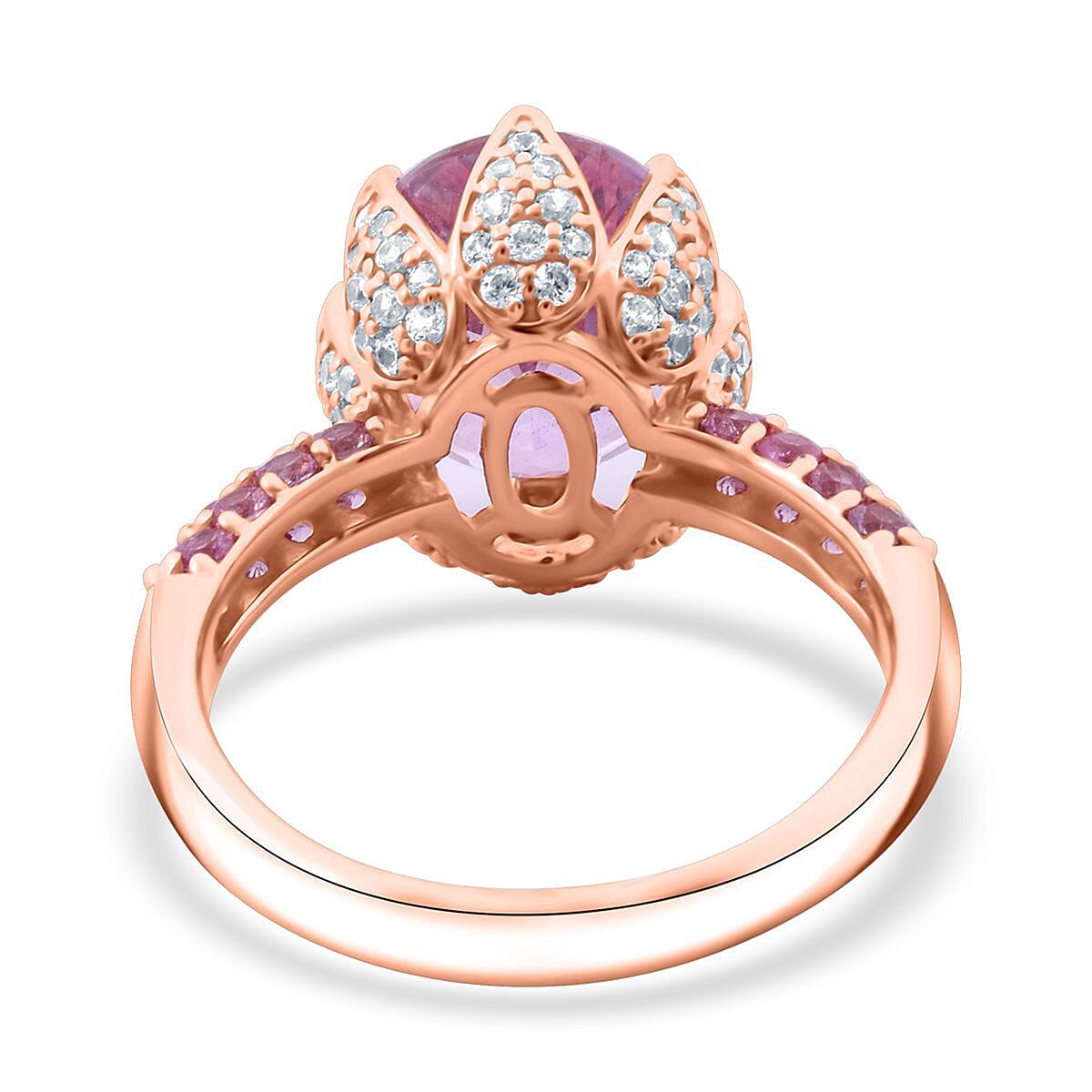 D'Joy Martha Rocha Kunzite and Multi Gemstone 7.85 ctw Lavender Bloom Ring in Vermeil Rose Gold Over Sterling Silver (Size 9.0) image number 4