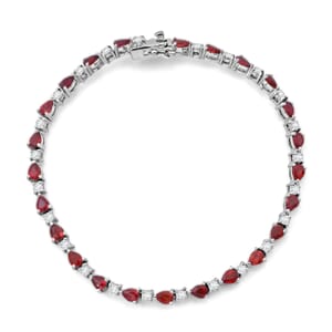 D'Joy Premium Songea Sapphire and Moissanite 5.40 ctw Crimson Elegance Bracelet in Rhodium Over Sterling Silver (6.50 In)