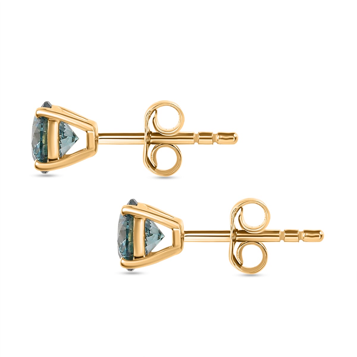 Luxuriant Lab Grown Blue Diamond VS 1.50 ctw Blue Moon Stud Earrings in 10K Yellow Gold  image number 3