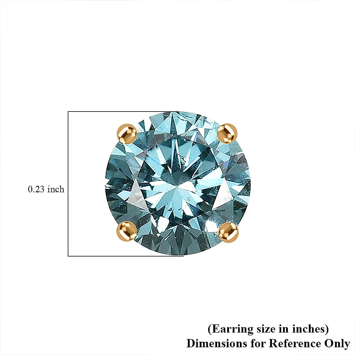 Luxuriant Lab Grown Blue Diamond (IR) VS 1.50 ctw Blue Moon Stud Earrings in 10K Yellow Gold image number 6
