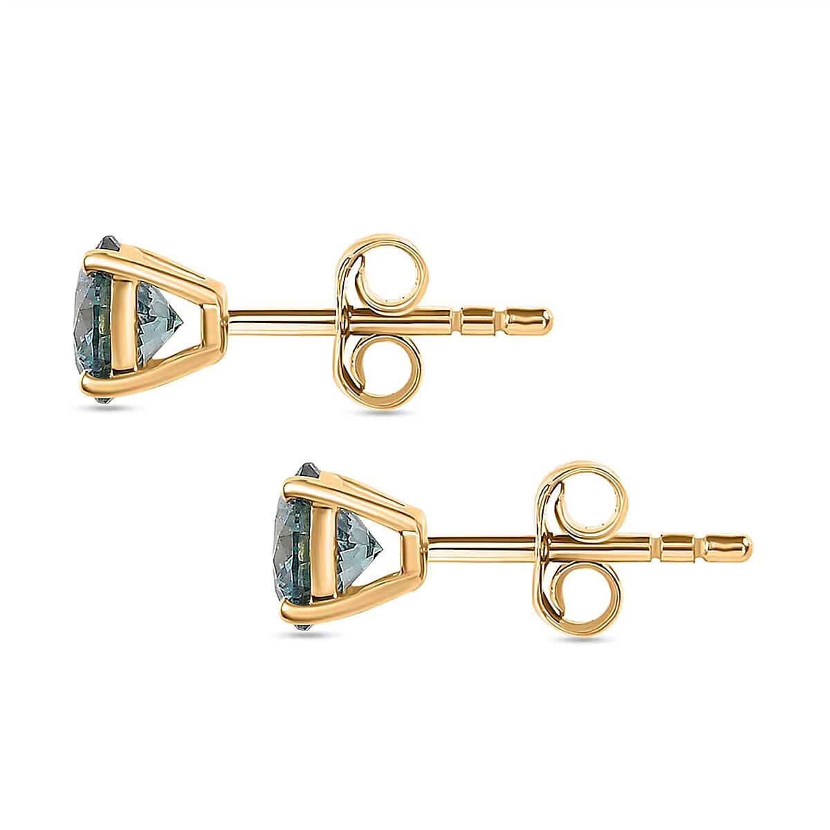 Luxuriant Lab Grown Blue Diamond (IR) VS 1.50 ctw Blue Moon Stud Earrings in 10K Yellow Gold image number 7