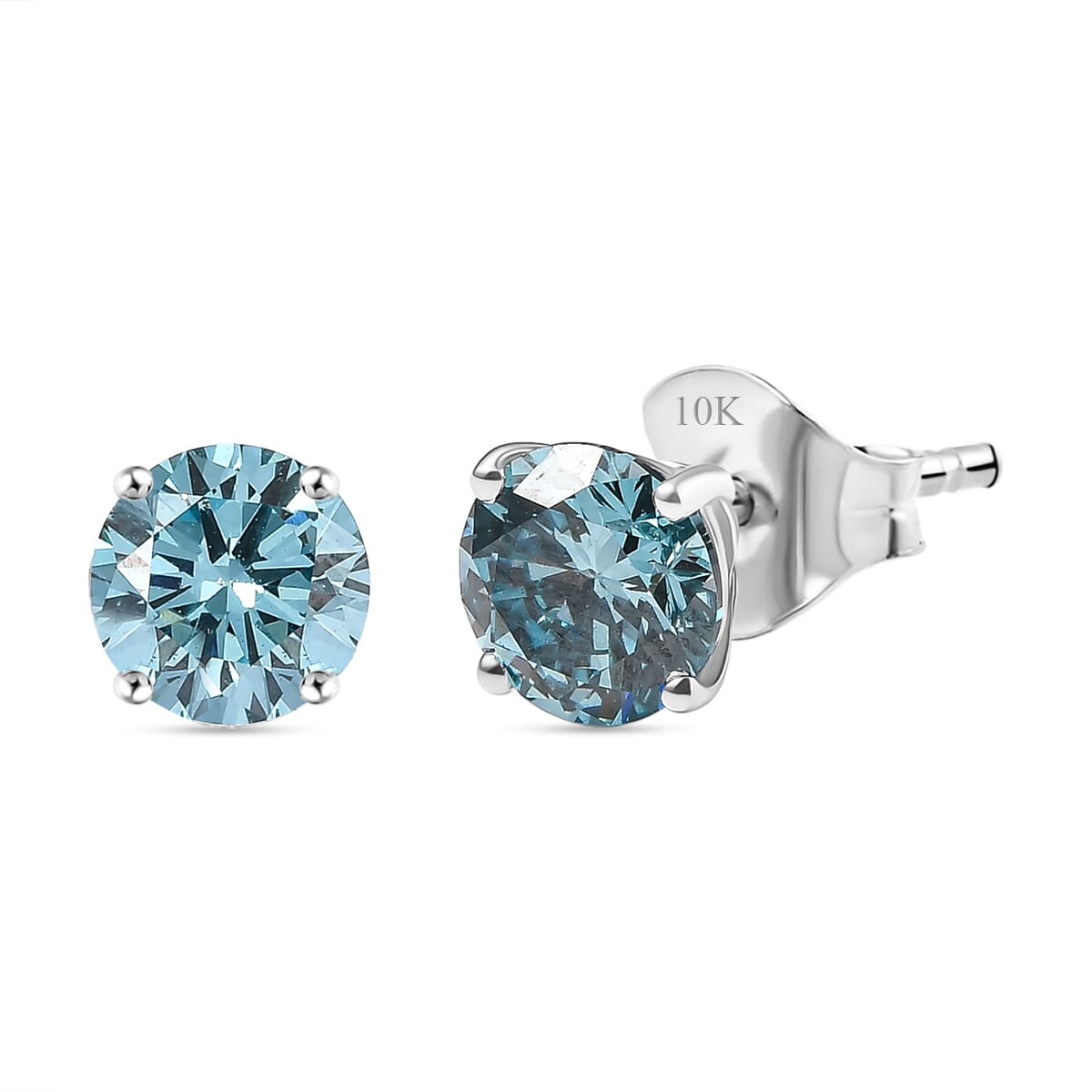 Luxuriant Lab Grown Blue Diamond E-F VS 1.50 ctw Blue Moon Stud Earrings in 10K White Gold  image number 0