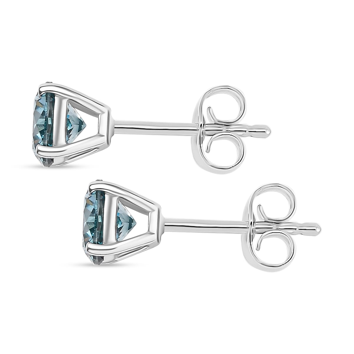 Luxuriant Lab Grown Blue Diamond E-F VS 1.50 ctw Blue Moon Stud Earrings in 10K White Gold  image number 3