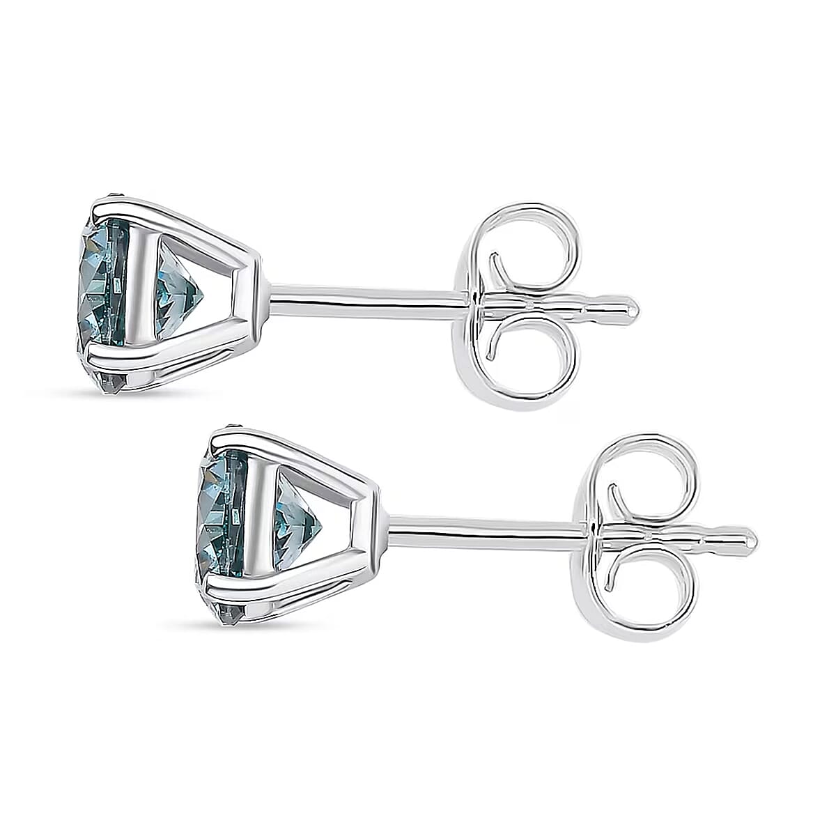 Luxuriant Lab Grown Blue Diamond (IR) E-F VS 1.50 ctw Blue Moon Stud Earrings in 10K White Gold  image number 7