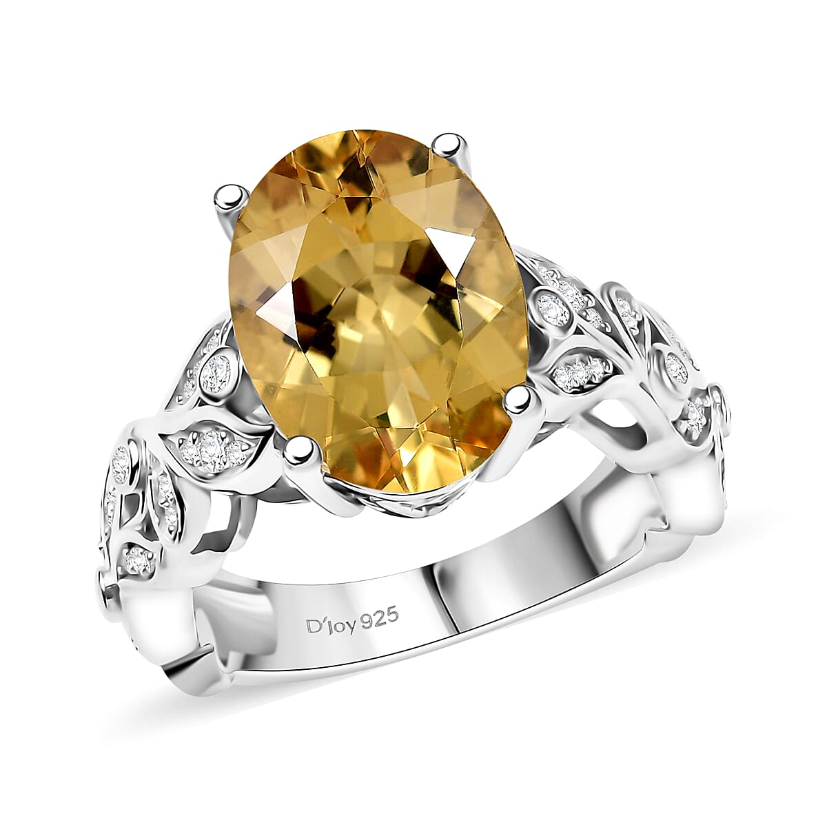 D'Joy Yellow Labradorite and Moissanite 5.60 ctw Solar Garden Ring in Rhodium Over Sterling Silver (Size 10.0) image number 0