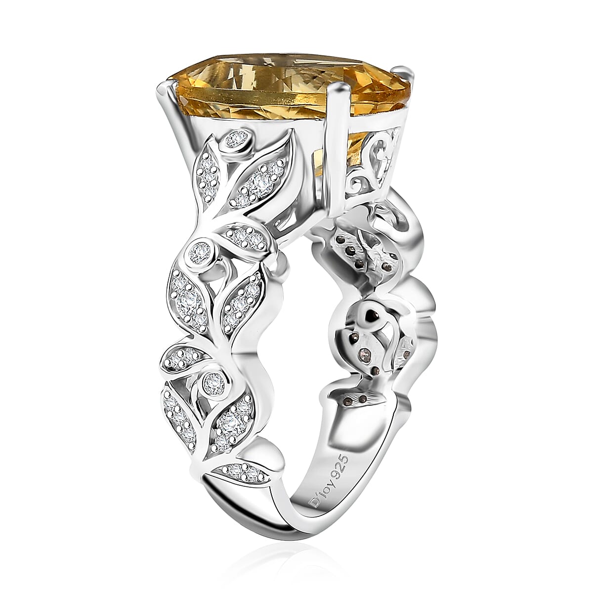 D'Joy Yellow Labradorite and Moissanite 5.60 ctw Solar Garden Ring in Rhodium Over Sterling Silver (Size 10.0) image number 3