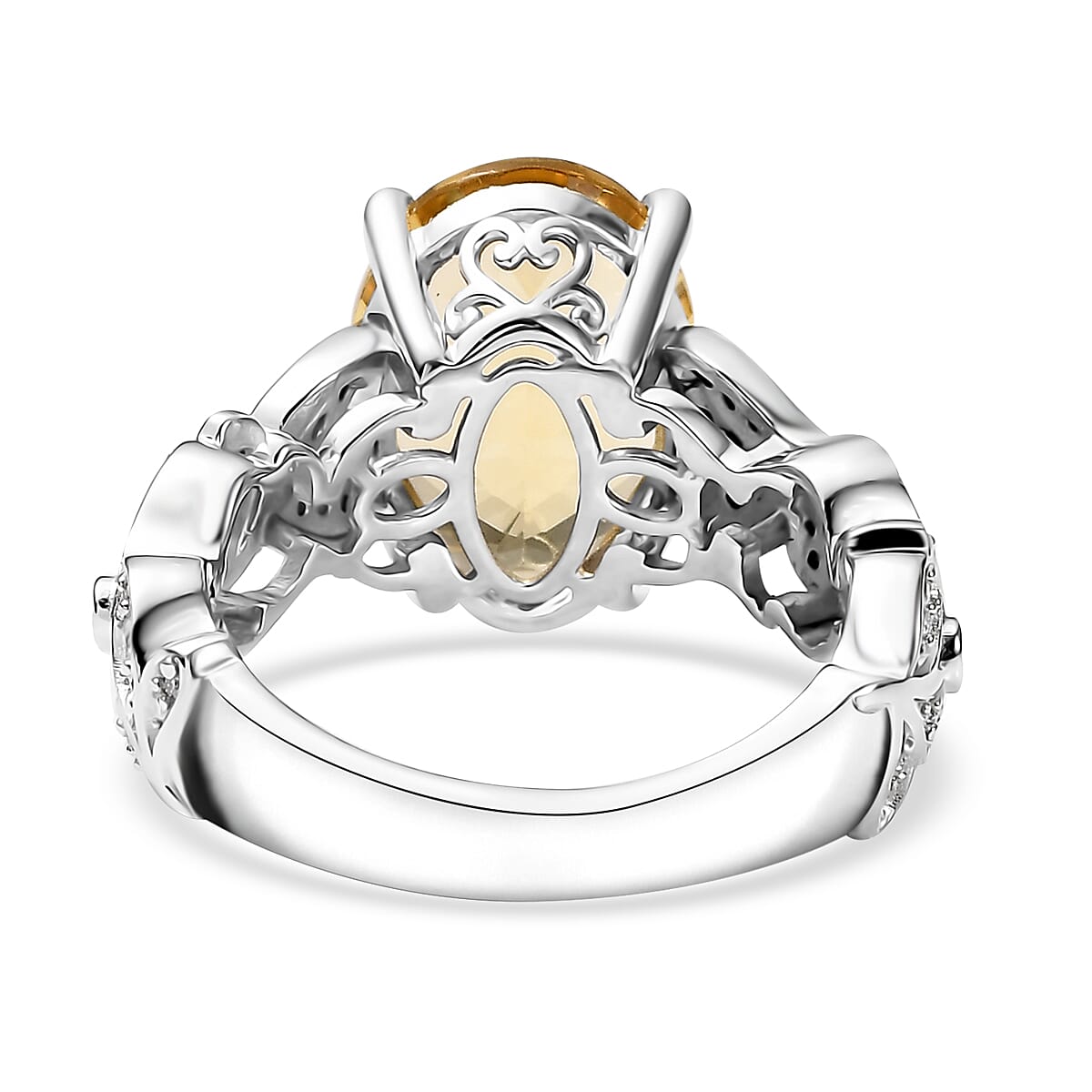 D'Joy Yellow Labradorite and Moissanite 5.60 ctw Solar Garden Ring in Rhodium Over Sterling Silver (Size 6.0) image number 4