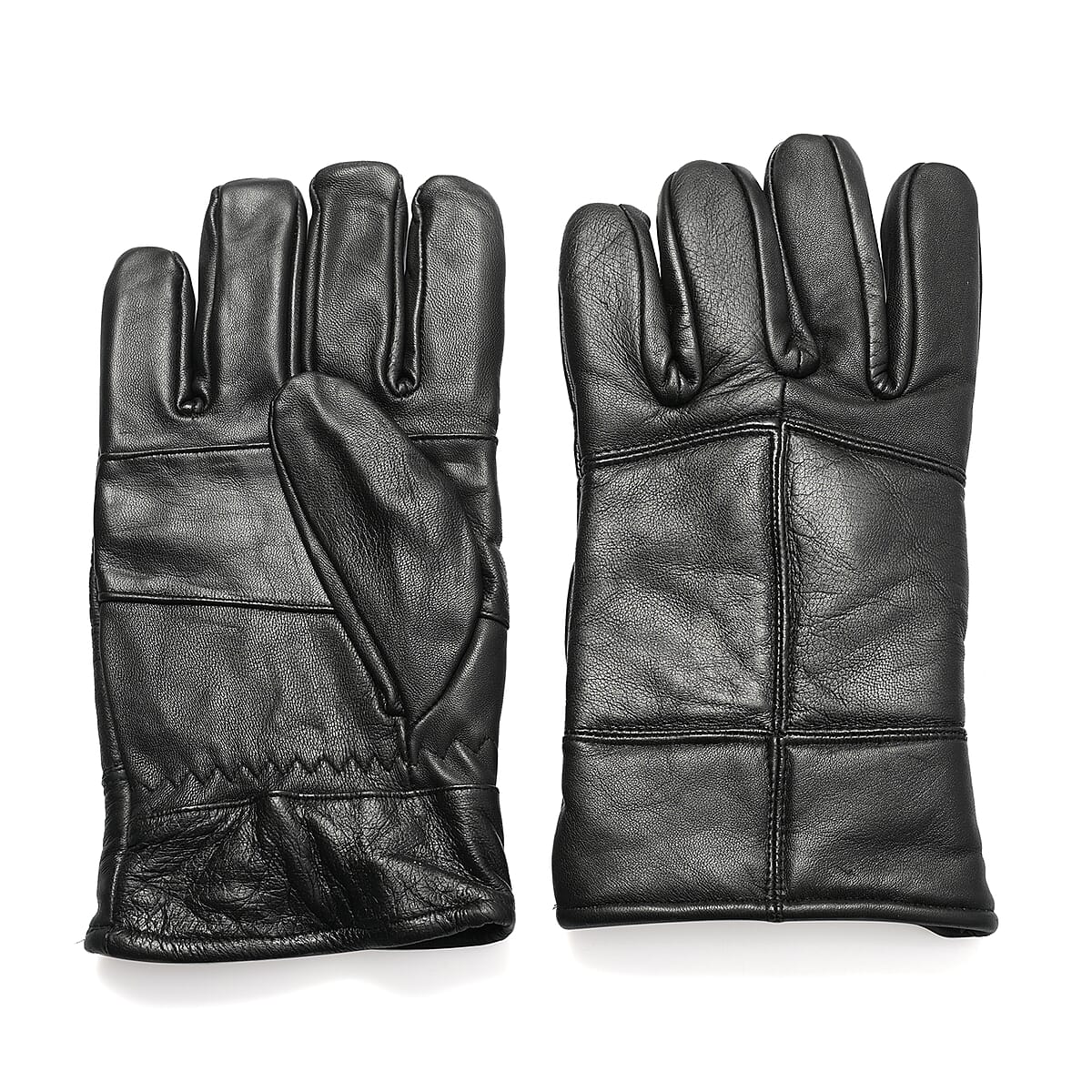Black 100% Genuine Leather Gloves image number 0