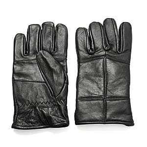 Black 100% Genuine Leather Gloves