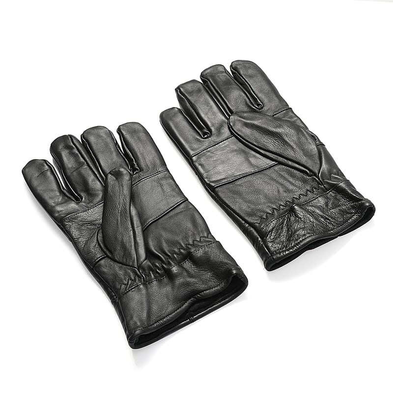 Black 100% Genuine Leather Gloves
