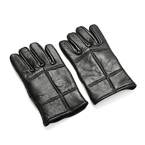 Black 100% Genuine Leather Gloves