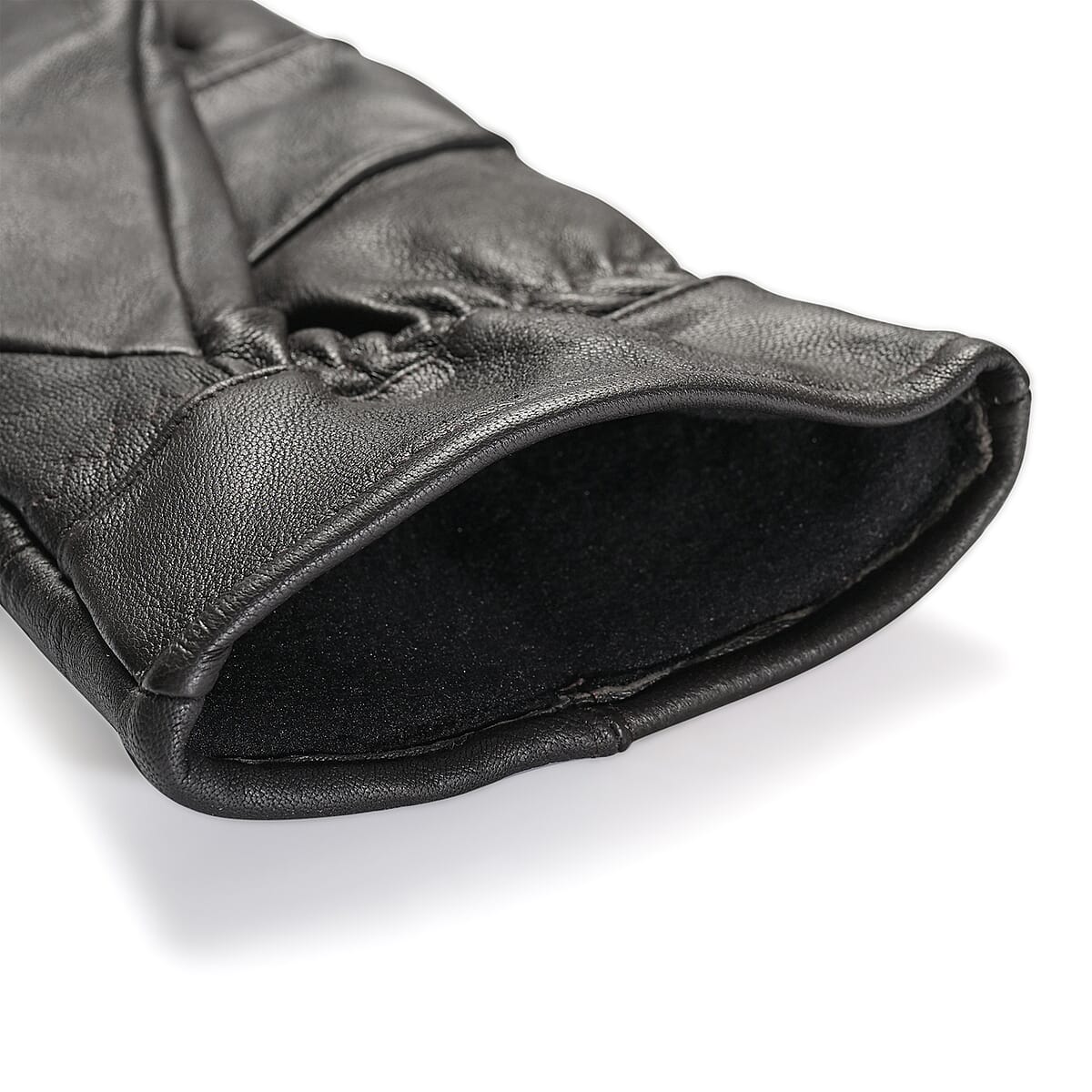 Black 100% Genuine Leather Gloves image number 5