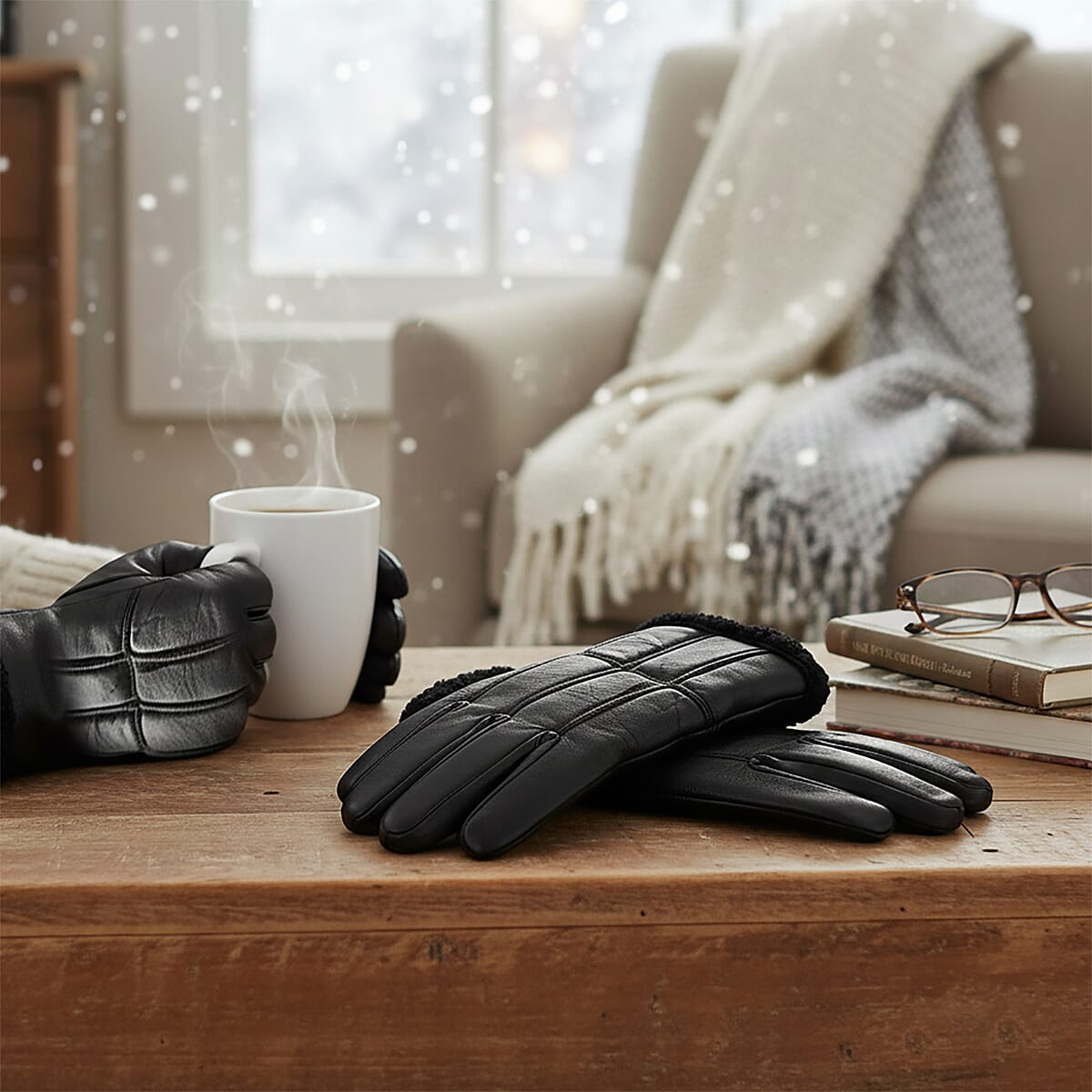 Tamsy Dark Brown 100% Genuine Leather Fur Lined Gloves image number 1