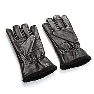Tamsy Dark Brown 100% Genuine Leather Fur Lined Gloves