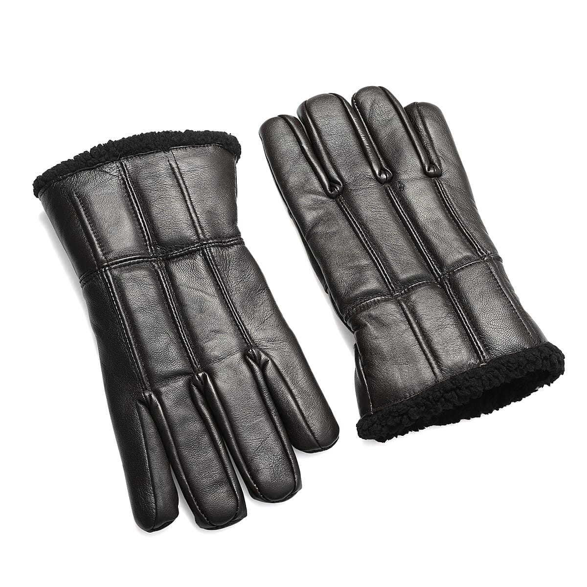 Tamsy Dark Brown 100% Genuine Leather Fur Lined Gloves image number 4