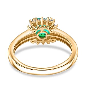 Peacock Triplet Quartz and White Zircon 1.42 ctw Ring in Vermeil Yellow Gold Over Sterling Silver (Size 10)
