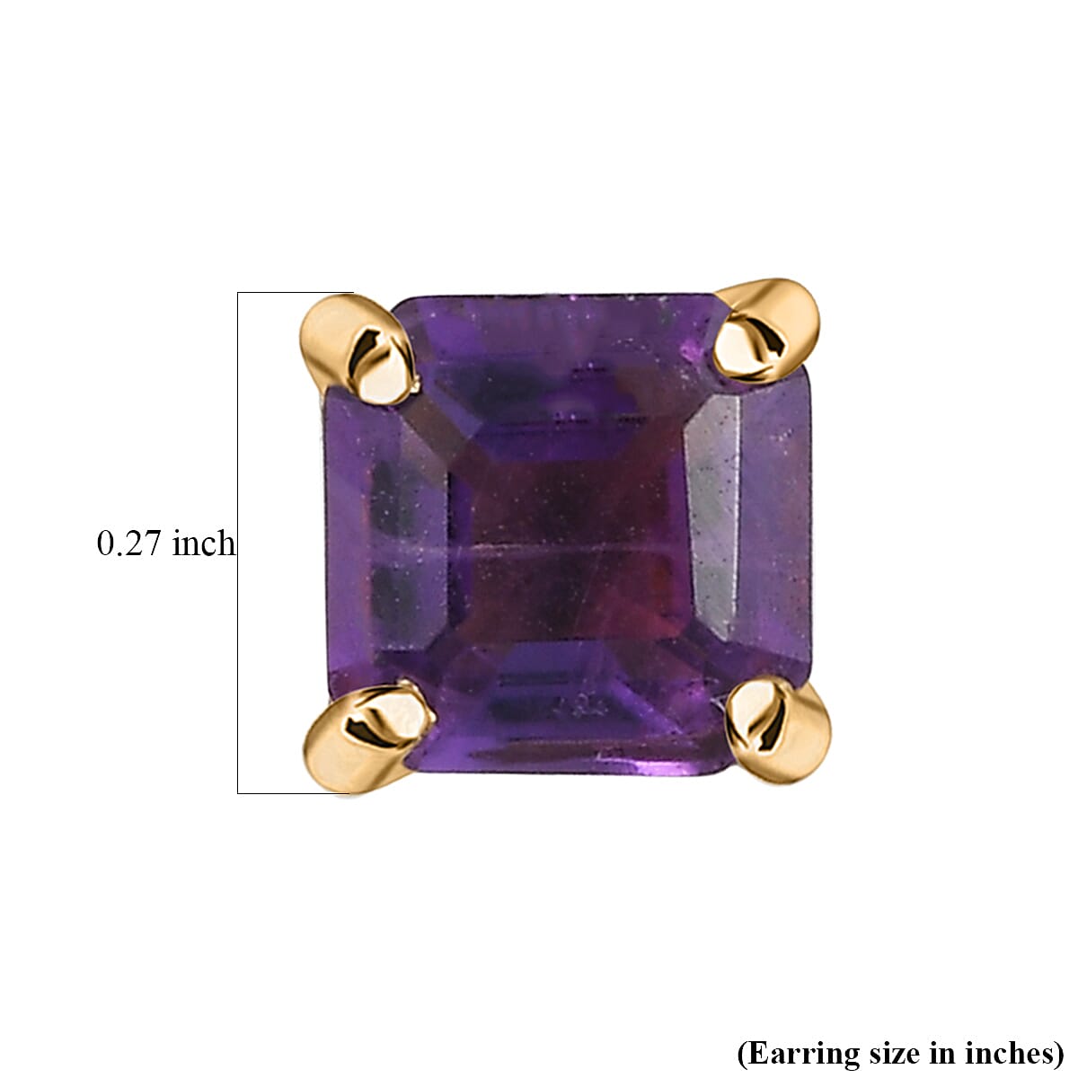 D'Joy AAA African Amethyst 2.00 ctw Solitaire Stud Earrings in 18K Vermeil Yellow Gold Godl Over Sterling Silver image number 5