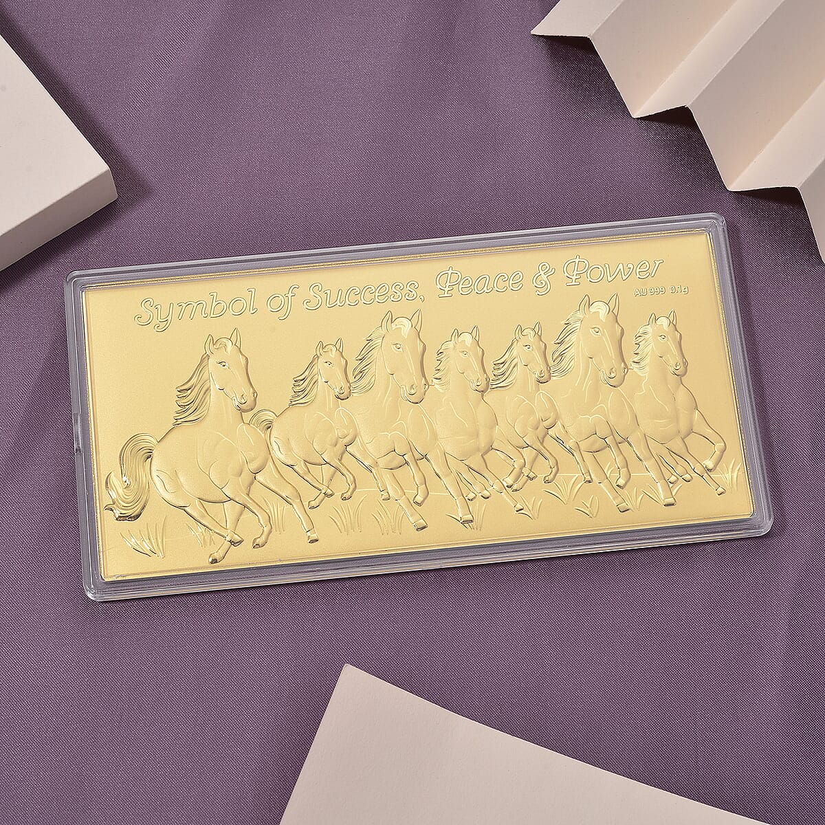 24K Gold Seven Horses Emboss Sheet 155x75mm (100mg) image number 1