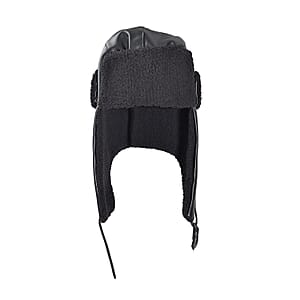 Livmore Black Faux Leather Trapper Hat