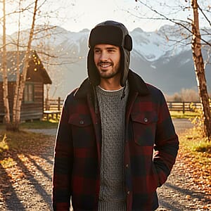 Livmore Black Faux Leather Trapper Hat