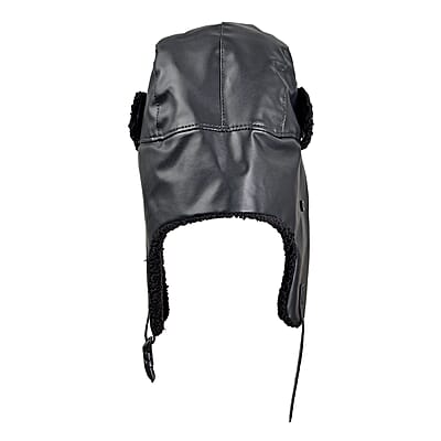 Livmore Black Faux Leather Trapper Hat