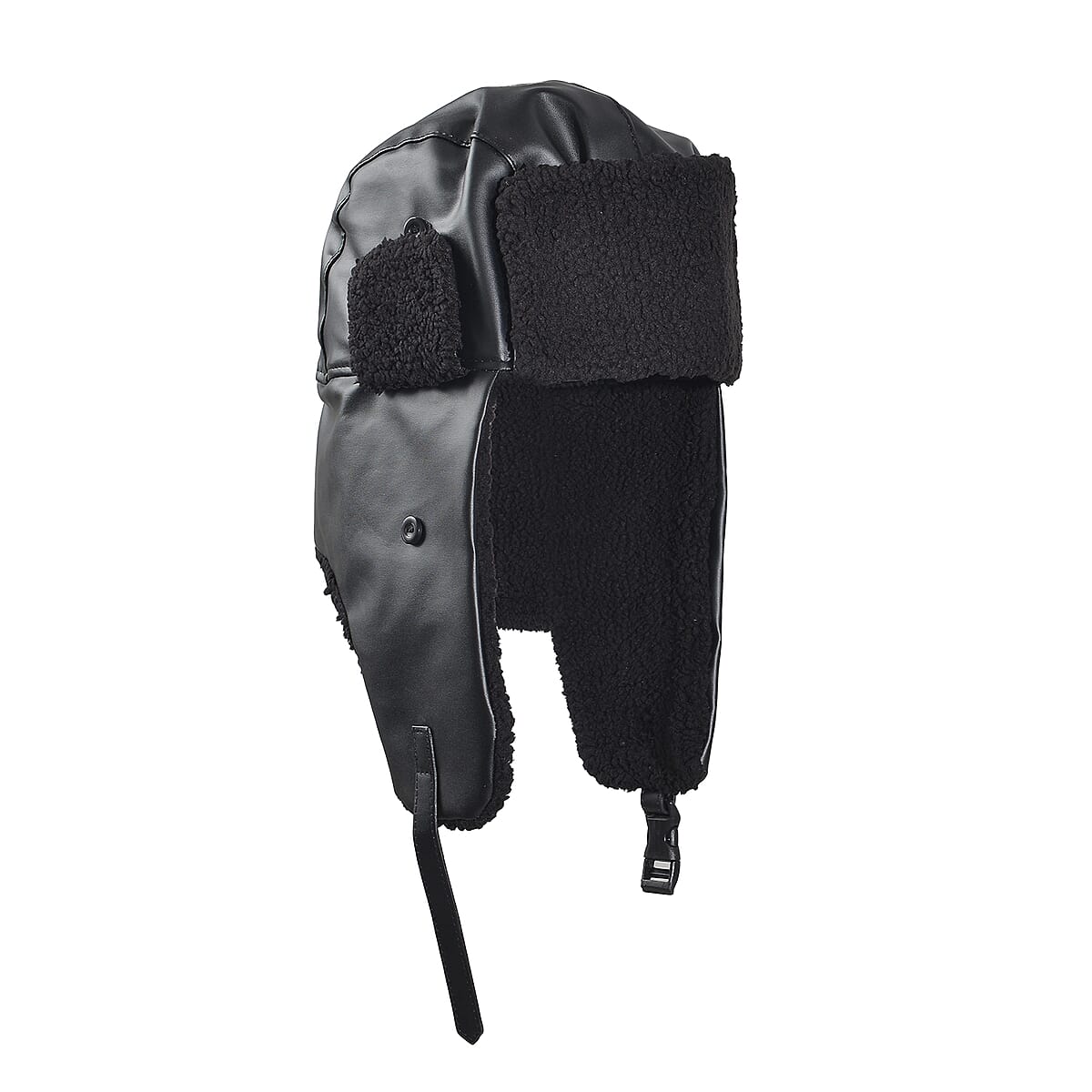 Livmore Black Faux Leather Trapper Hat image number 3