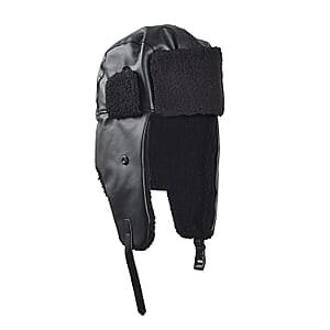 Livmore Black Faux Leather Trapper Hat