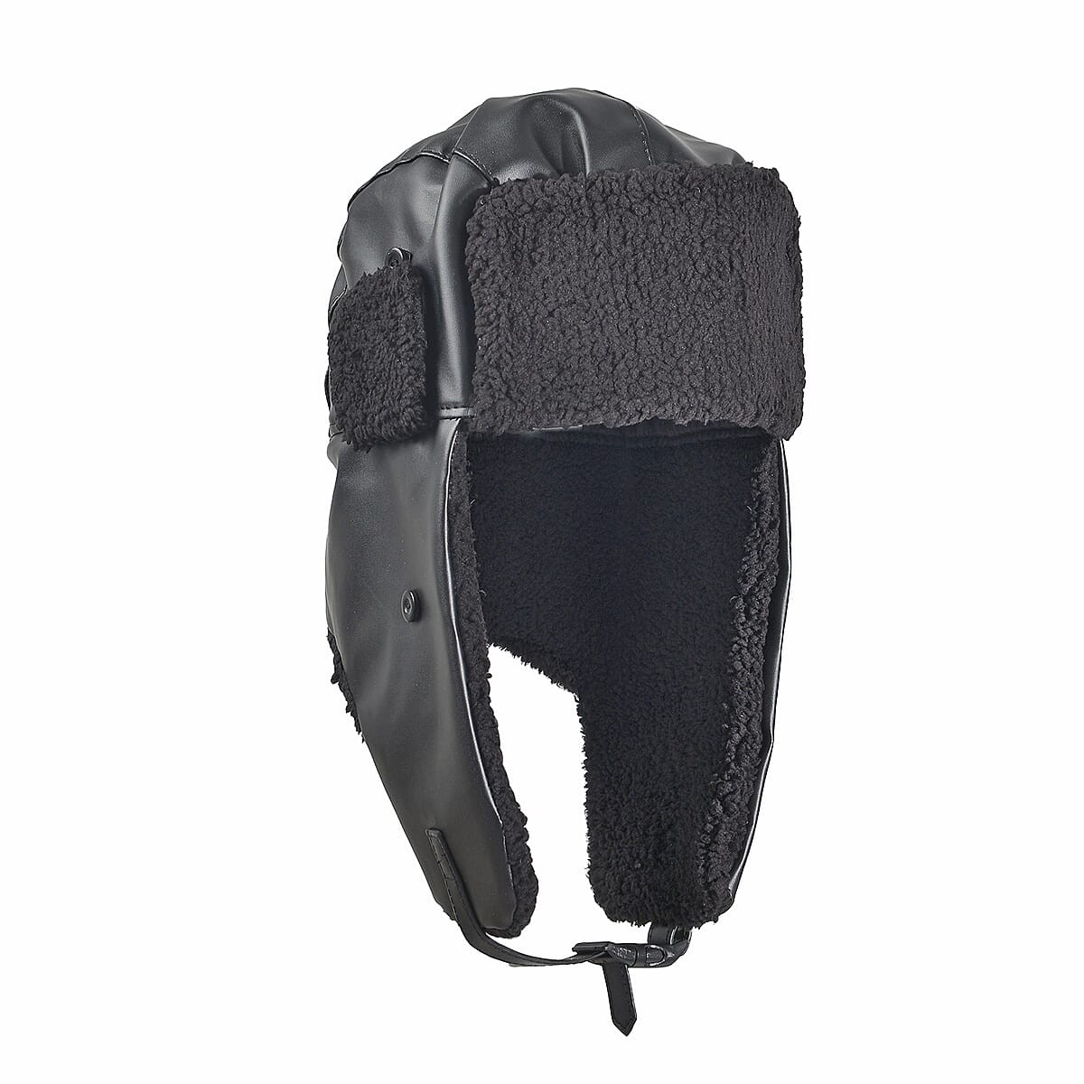 Livmore Black Faux Leather Trapper Hat image number 4