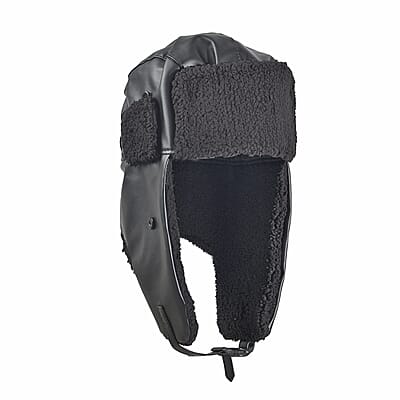 Livmore Black Faux Leather Trapper Hat