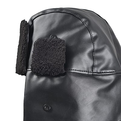 Livmore Black Faux Leather Trapper Hat