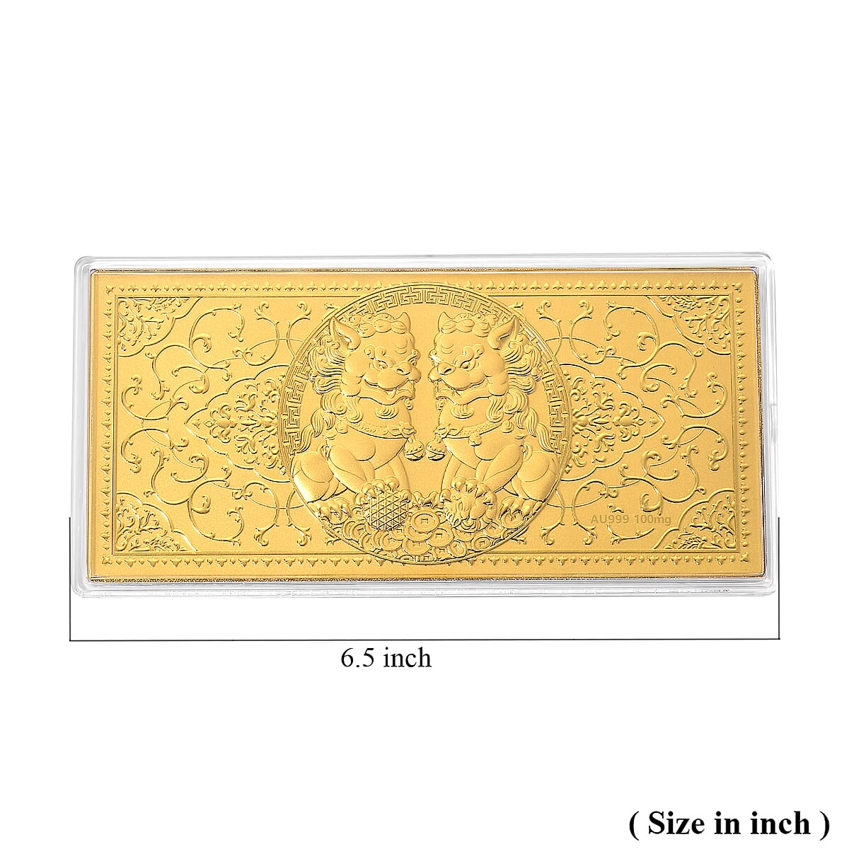  24K Golden Twin Foo Dogs Emboss Sheet 155x75mm (100mg) image number 5