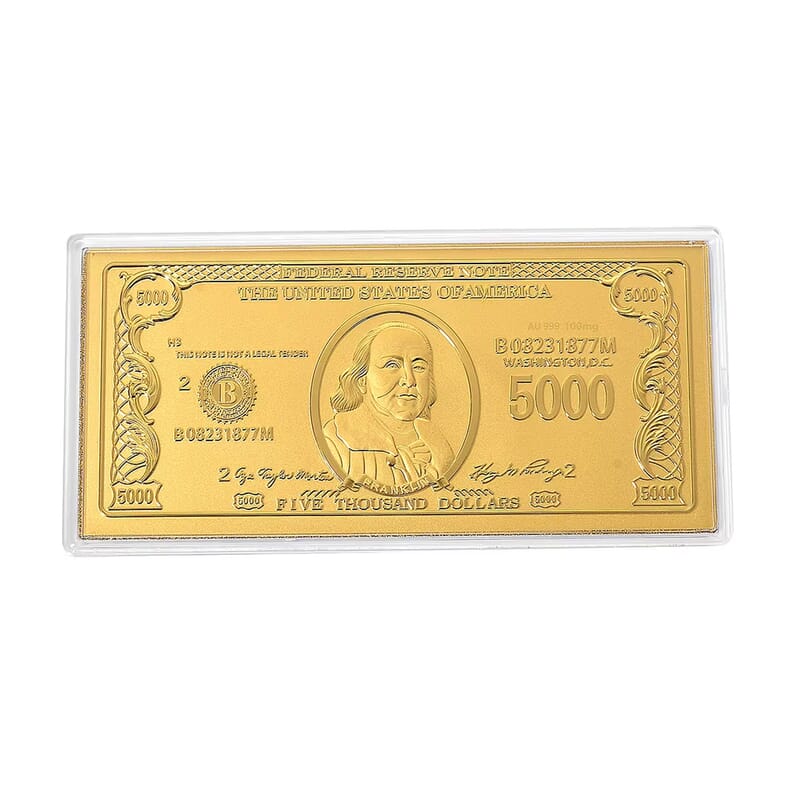 24K Gold American Wealth Legacy – Currency Tribute Embossed Sheet 155x75mm (100mg)