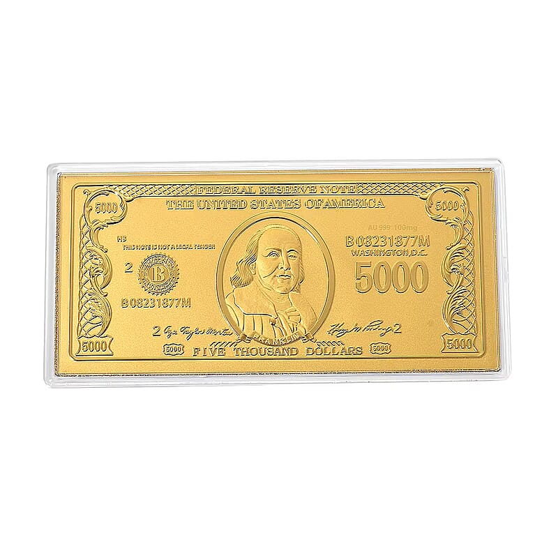 24K Gold American Wealth Legacy – Currency Tribute Embossed Sheet 155x75mm (100mg)